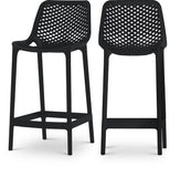 Mykonos Polypropylene Plastic Contemporary Black Outdoor Patio Stool - 17.5" W x 21" D x 38" H