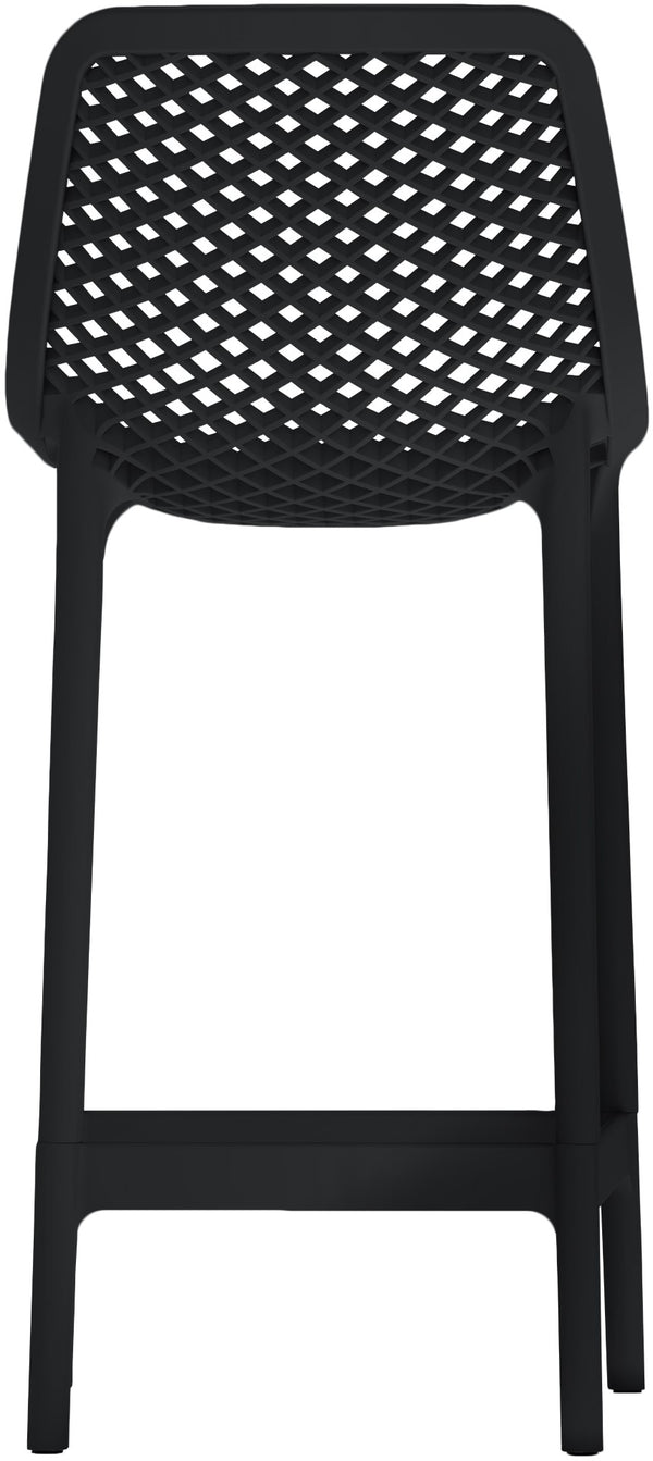 Mykonos Polypropylene Plastic Contemporary Black Outdoor Patio Stool - 17.5" W x 21" D x 38" H