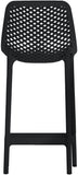 Mykonos Polypropylene Plastic Contemporary Black Outdoor Patio Stool - 17.5" W x 21" D x 38" H