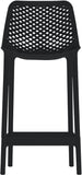 Mykonos Polypropylene Plastic Contemporary Black Outdoor Patio Stool - 17.5" W x 21" D x 38" H