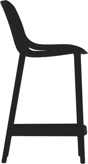 Mykonos Polypropylene Plastic Contemporary Black Outdoor Patio Stool - 17.5" W x 21" D x 38" H