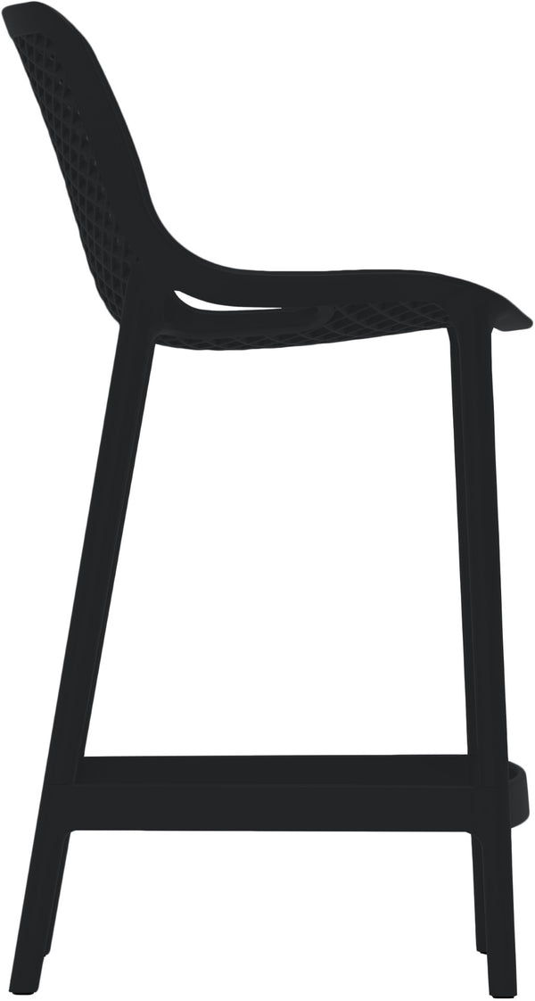 Mykonos Polypropylene Plastic Contemporary Black Outdoor Patio Stool - 17.5" W x 21" D x 38" H
