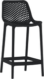 Mykonos Polypropylene Plastic Contemporary Black Outdoor Patio Stool - 17.5" W x 21" D x 38" H