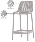 Mykonos Polypropylene Plastic Contemporary Grey Outdoor Patio Stool - 17.5" W x 21" D x 38" H