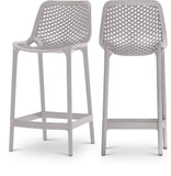 Mykonos Polypropylene Plastic Contemporary Grey Outdoor Patio Stool - 17.5" W x 21" D x 38" H