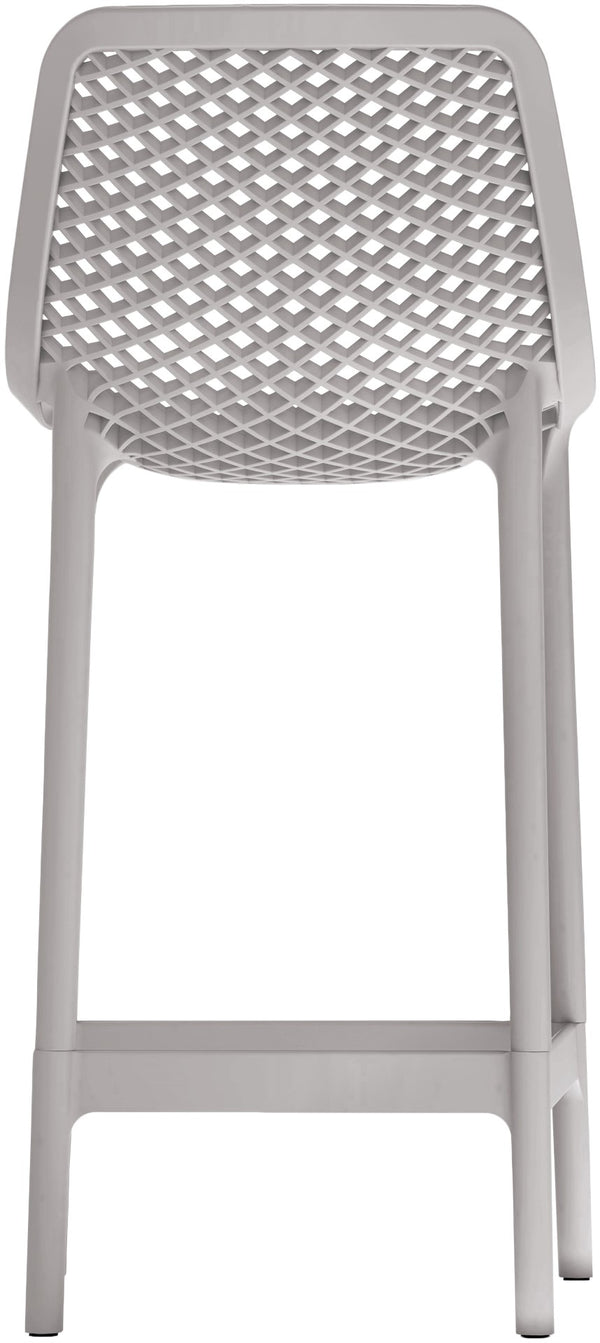 Mykonos Polypropylene Plastic Contemporary Grey Outdoor Patio Stool - 17.5" W x 21" D x 38" H