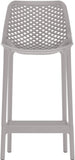 Mykonos Polypropylene Plastic Contemporary Grey Outdoor Patio Stool - 17.5" W x 21" D x 38" H