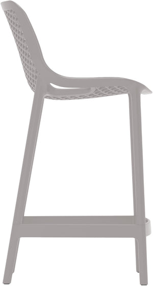 Mykonos Polypropylene Plastic Contemporary Grey Outdoor Patio Stool - 17.5" W x 21" D x 38" H