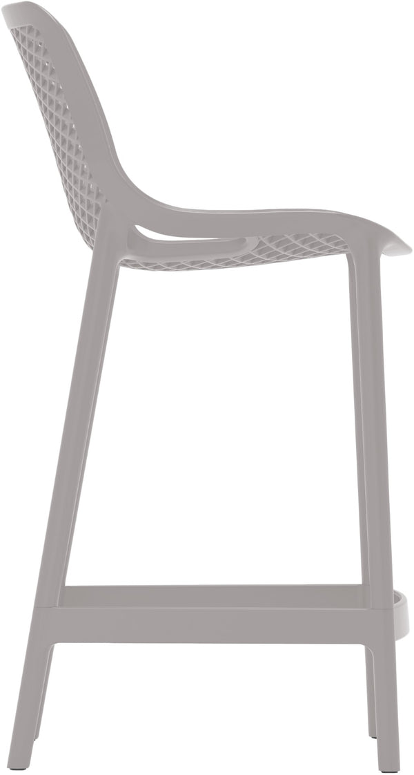 Mykonos Polypropylene Plastic Contemporary Grey Outdoor Patio Stool - 17.5" W x 21" D x 38" H