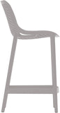 Mykonos Polypropylene Plastic Contemporary Grey Outdoor Patio Stool - 17.5" W x 21" D x 38" H