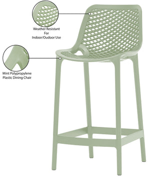 Mykonos Polypropylene Plastic Contemporary Mint Outdoor Patio Stool - 17.5" W x 21" D x 38" H
