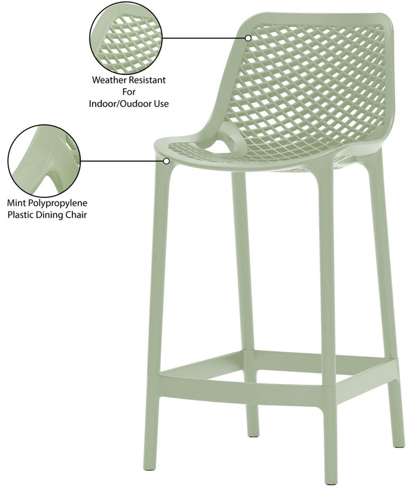 Mykonos Polypropylene Plastic Contemporary Mint Outdoor Patio Stool - 17.5" W x 21" D x 38" H
