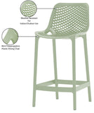 Mykonos Polypropylene Plastic Contemporary Mint Outdoor Patio Stool - 17.5" W x 21" D x 38" H