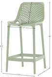 Mykonos Polypropylene Plastic Contemporary Mint Outdoor Patio Stool - 17.5" W x 21" D x 38" H