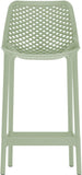 Mykonos Polypropylene Plastic Contemporary Mint Outdoor Patio Stool - 17.5" W x 21" D x 38" H