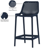 Mykonos Polypropylene Plastic Contemporary Navy Outdoor Patio Stool - 17.5" W x 21" D x 38" H