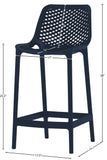 Mykonos Polypropylene Plastic Contemporary Navy Outdoor Patio Stool - 17.5" W x 21" D x 38" H