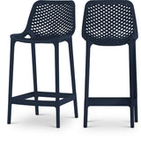 Mykonos Polypropylene Plastic Contemporary Navy Outdoor Patio Stool - 17.5" W x 21" D x 38" H