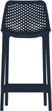 Mykonos Polypropylene Plastic Contemporary Navy Outdoor Patio Stool - 17.5" W x 21" D x 38" H