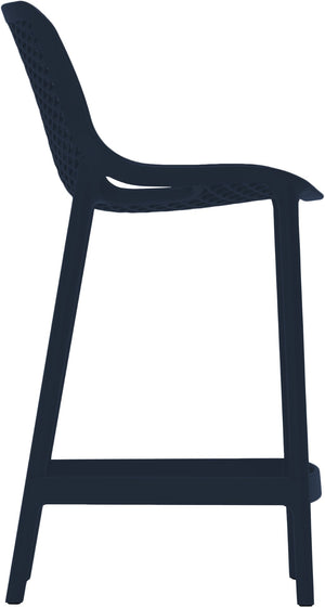Mykonos Polypropylene Plastic Contemporary Navy Outdoor Patio Stool - 17.5" W x 21" D x 38" H