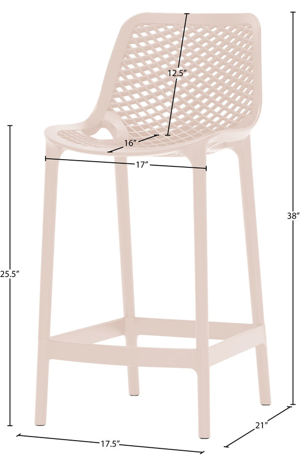 Mykonos Polypropylene Plastic Contemporary Pink Outdoor Patio Stool - 17.5" W x 21" D x 38" H