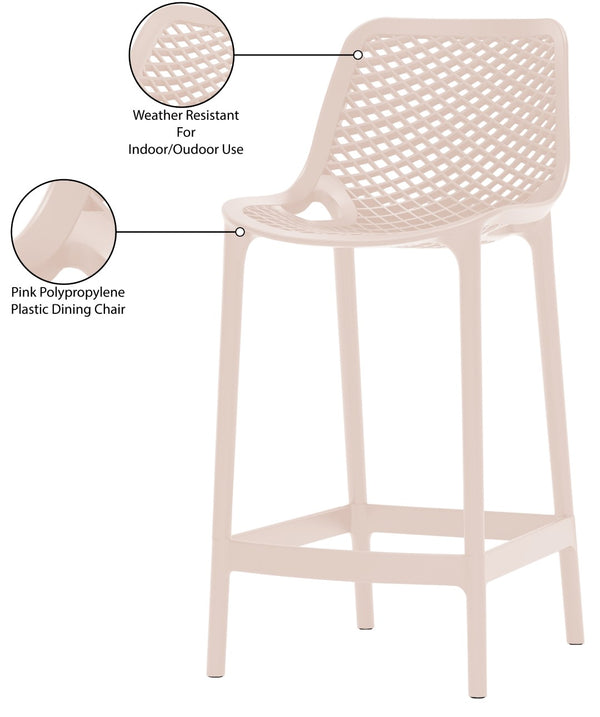 Mykonos Polypropylene Plastic Contemporary Pink Outdoor Patio Stool - 17.5" W x 21" D x 38" H