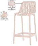 Mykonos Polypropylene Plastic Contemporary Pink Outdoor Patio Stool - 17.5" W x 21" D x 38" H