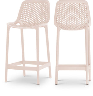 Mykonos Polypropylene Plastic Contemporary Pink Outdoor Patio Stool - 17.5" W x 21" D x 38" H