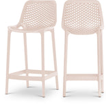 Mykonos Polypropylene Plastic Contemporary Pink Outdoor Patio Stool - 17.5" W x 21" D x 38" H