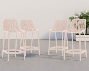 Mykonos Polypropylene Plastic Contemporary Pink Outdoor Patio Stool - 17.5" W x 21" D x 38" H