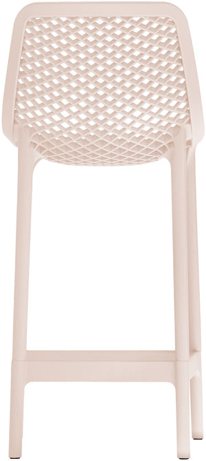 Mykonos Polypropylene Plastic Contemporary Pink Outdoor Patio Stool - 17.5" W x 21" D x 38" H