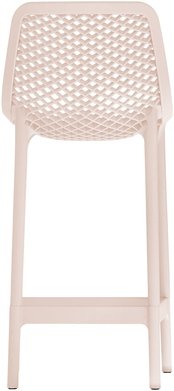 Mykonos Polypropylene Plastic Contemporary Pink Outdoor Patio Stool - 17.5" W x 21" D x 38" H