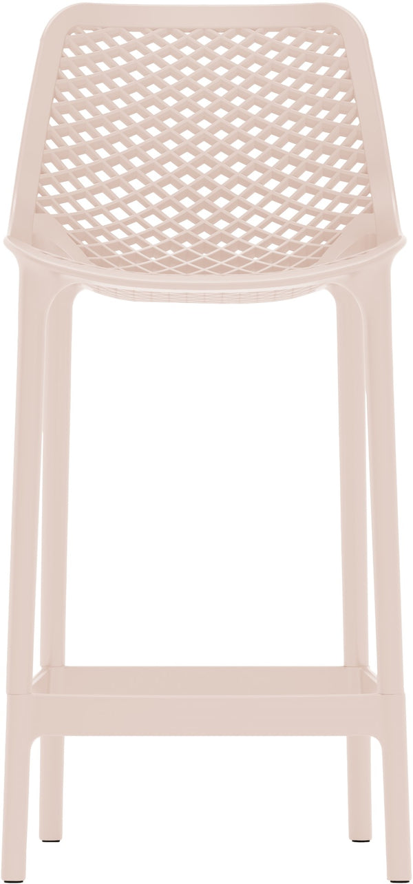 Mykonos Polypropylene Plastic Contemporary Pink Outdoor Patio Stool - 17.5" W x 21" D x 38" H
