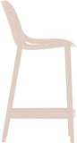 Mykonos Polypropylene Plastic Contemporary Pink Outdoor Patio Stool - 17.5" W x 21" D x 38" H