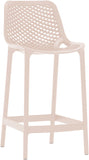 Mykonos Polypropylene Plastic Contemporary Pink Outdoor Patio Stool - 17.5" W x 21" D x 38" H