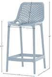 Mykonos Polypropylene Plastic Contemporary Sky Blue Outdoor Patio Stool - 17.5" W x 21" D x 38" H