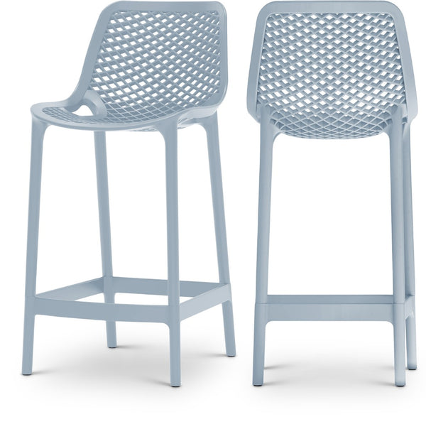 Mykonos Polypropylene Plastic Contemporary Sky Blue Outdoor Patio Stool - 17.5" W x 21" D x 38" H