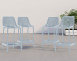 Mykonos Polypropylene Plastic Contemporary Sky Blue Outdoor Patio Stool - 17.5" W x 21" D x 38" H