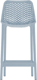 Mykonos Polypropylene Plastic Contemporary Sky Blue Outdoor Patio Stool - 17.5" W x 21" D x 38" H