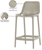 Mykonos Polypropylene Plastic Contemporary Taupe Outdoor Patio Stool - 17.5" W x 21" D x 38" H