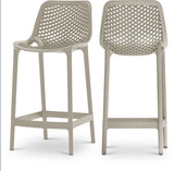 Mykonos Polypropylene Plastic Contemporary Taupe Outdoor Patio Stool - 17.5" W x 21" D x 38" H