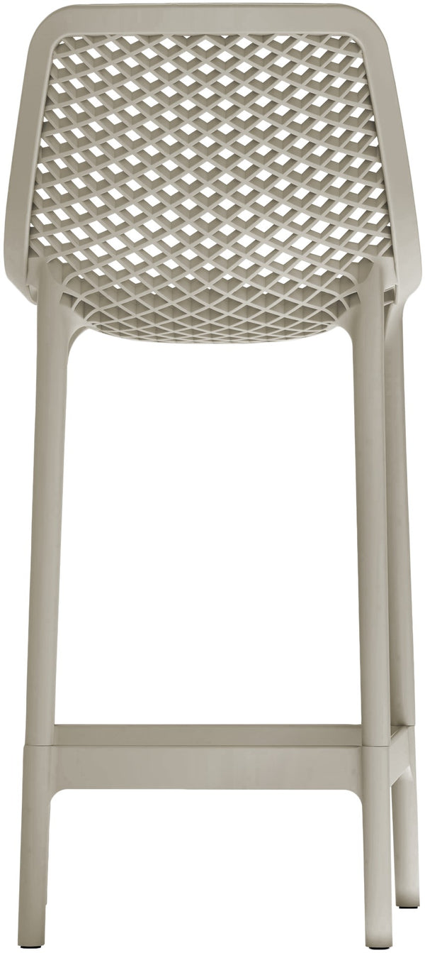 Mykonos Polypropylene Plastic Contemporary Taupe Outdoor Patio Stool - 17.5" W x 21" D x 38" H