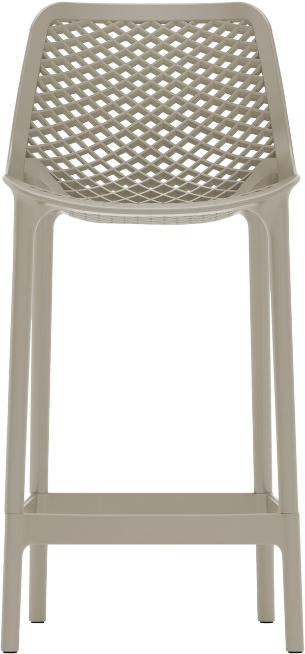 Mykonos Polypropylene Plastic Contemporary Taupe Outdoor Patio Stool - 17.5" W x 21" D x 38" H