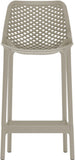 Mykonos Polypropylene Plastic Contemporary Taupe Outdoor Patio Stool - 17.5" W x 21" D x 38" H