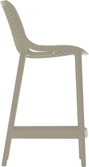 Mykonos Polypropylene Plastic Contemporary Taupe Outdoor Patio Stool - 17.5" W x 21" D x 38" H