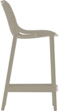 Mykonos Polypropylene Plastic Contemporary Taupe Outdoor Patio Stool - 17.5" W x 21" D x 38" H