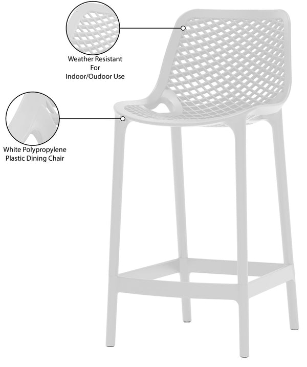 Mykonos Polypropylene Plastic Contemporary White Outdoor Patio Stool - 17.5" W x 21" D x 38" H