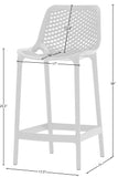 Mykonos Polypropylene Plastic Contemporary White Outdoor Patio Stool - 17.5" W x 21" D x 38" H