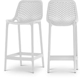 Mykonos Polypropylene Plastic Contemporary White Outdoor Patio Stool - 17.5" W x 21" D x 38" H