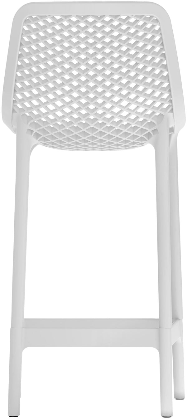 Mykonos Polypropylene Plastic Contemporary White Outdoor Patio Stool - 17.5" W x 21" D x 38" H